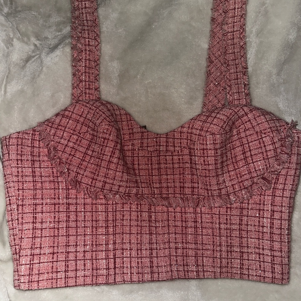 Guess Emily pink plaid Tweed Cropped
Bustier - Medium